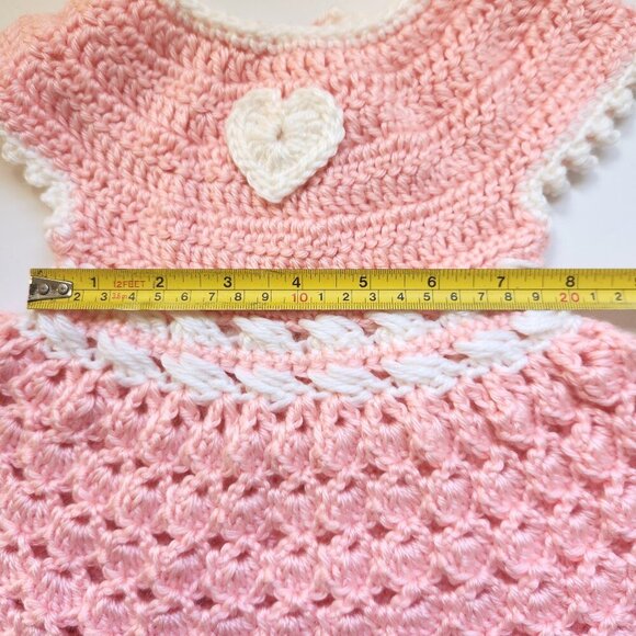 Hand Knit Baby Girl Toddler Clothes Lot Dress Cardigan Blanket Toy Fits 25" Doll - Picture 9 of 16